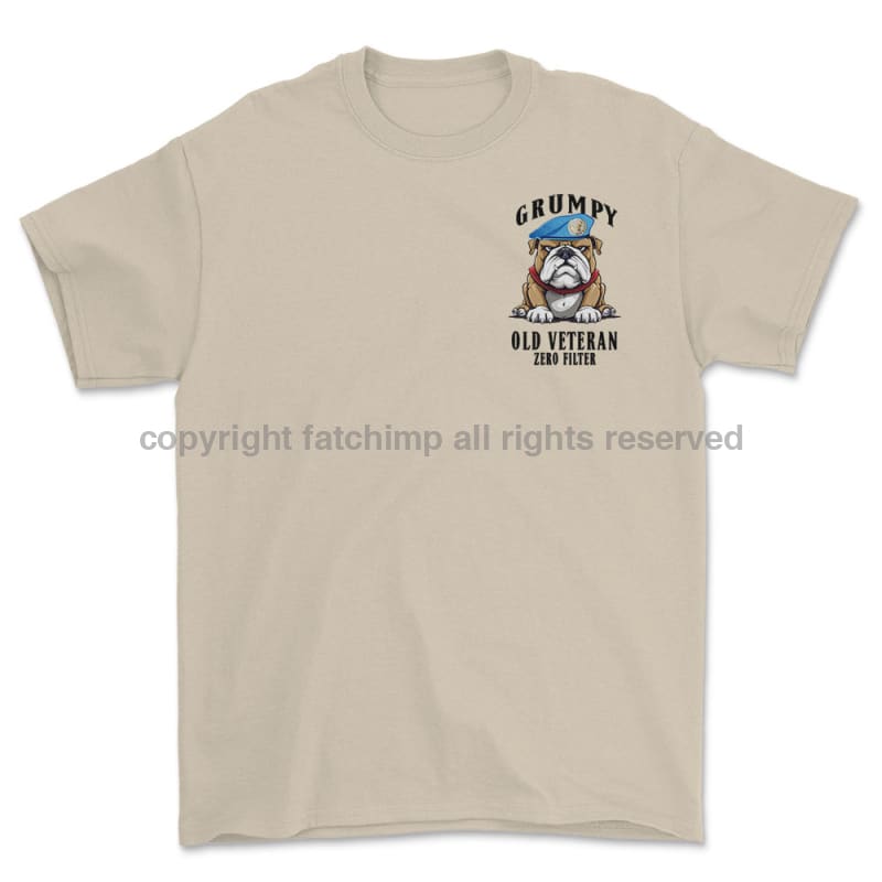 Grumpy Old UN Veteran Left Chest Printed T-Shirt