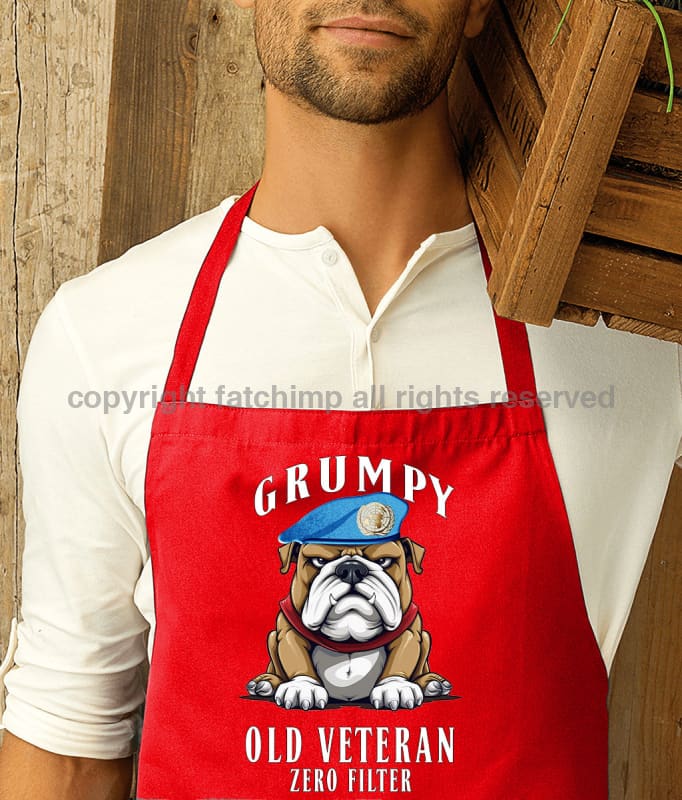 Grumpy Old UN Veteran Printed Cotton Unisex Apron