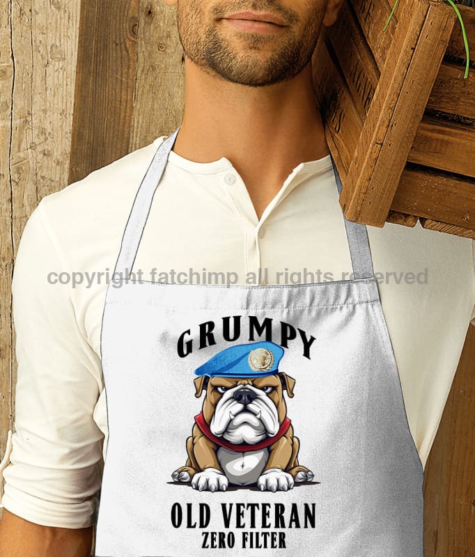 Grumpy Old UN Veteran Printed Cotton Unisex Apron