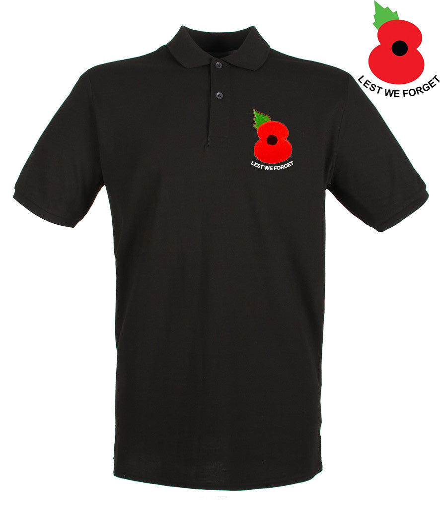Lest We Forget Poppy Embroidered Pique Polo Shirt