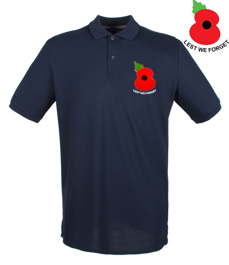 Lest We Forget Poppy Embroidered Pique Polo Shirt