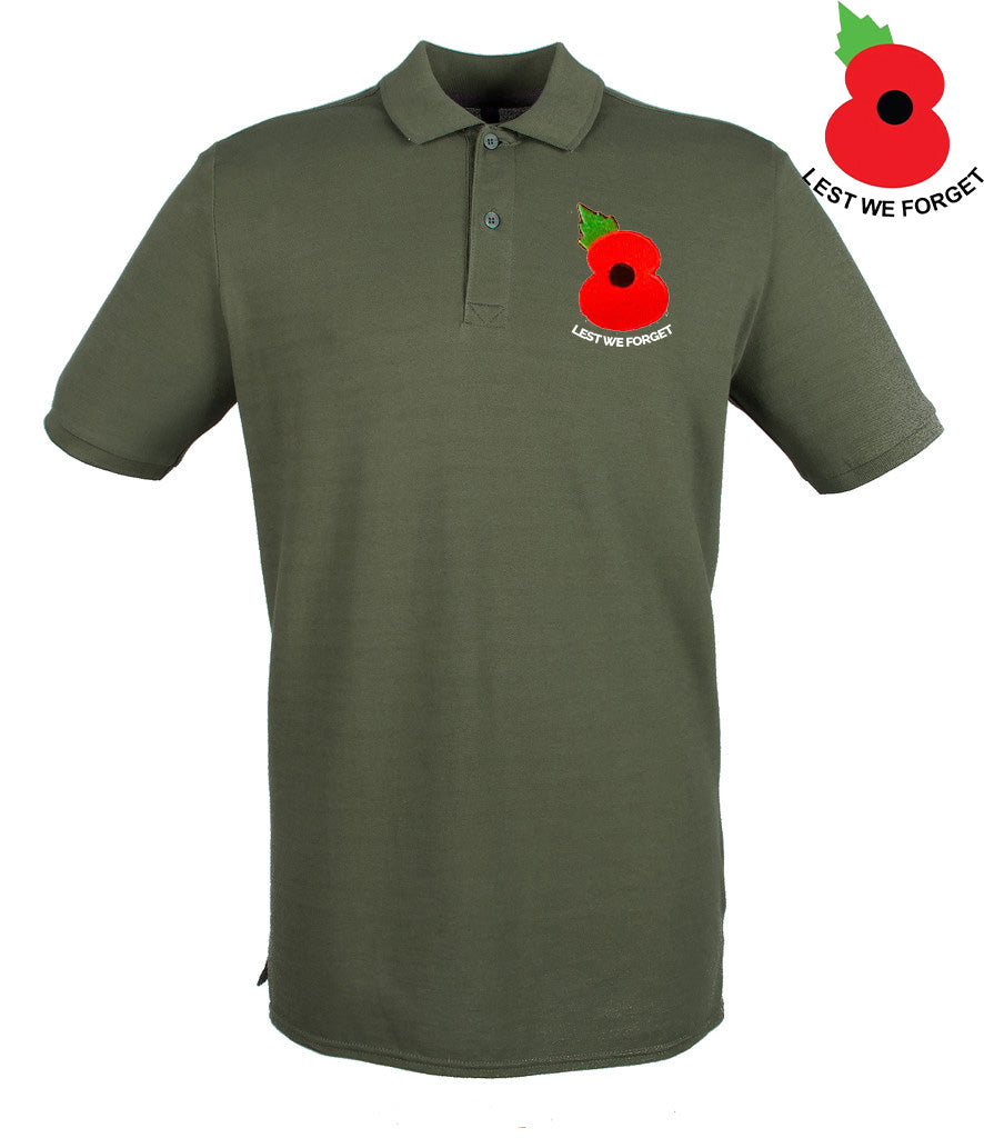 Lest We Forget Poppy Embroidered Pique Polo Shirt