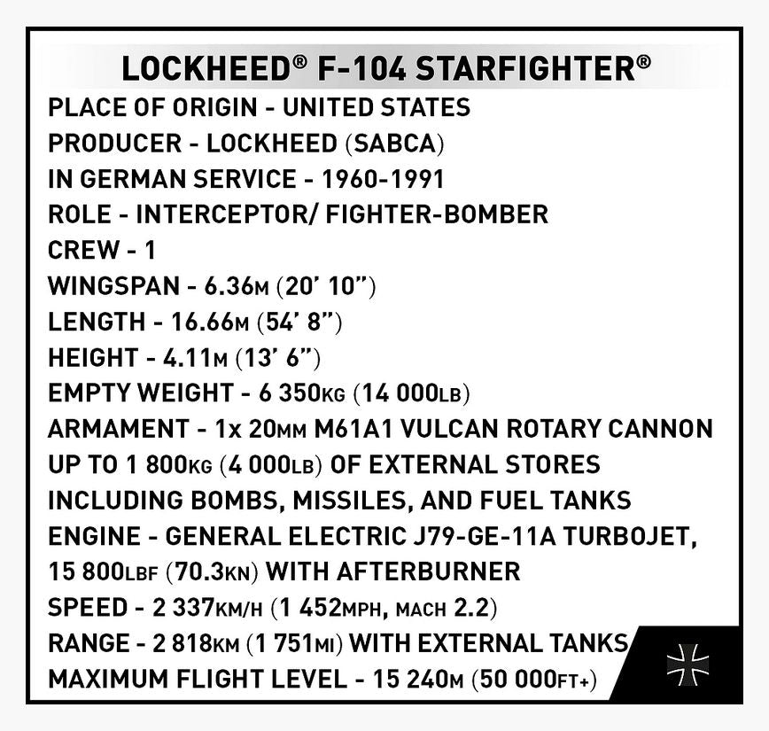 Lockheed F-104 Starfighter (Luftwaffe) brick plane model