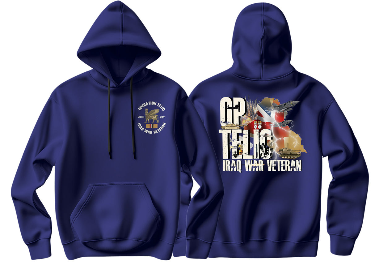 OP Telic Iraq War Zone Veteran Double Side Printed Hoodie