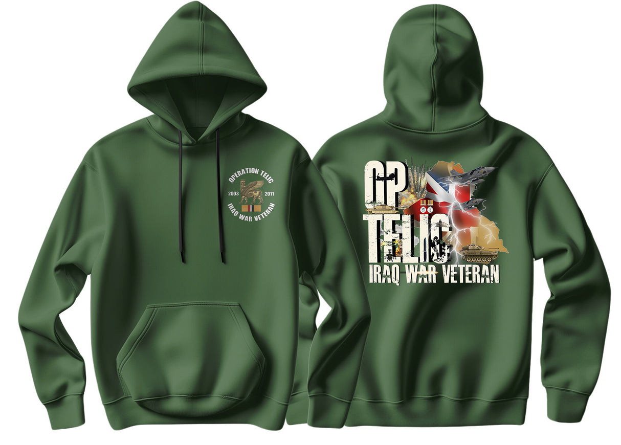 OP Telic Iraq War Zone Veteran Double Side Printed Hoodie