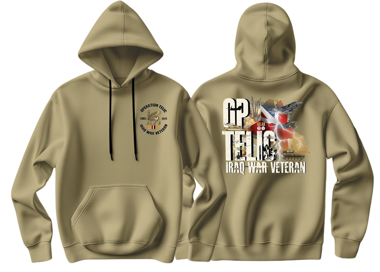 OP Telic Iraq War Zone Veteran Double Side Printed Hoodie