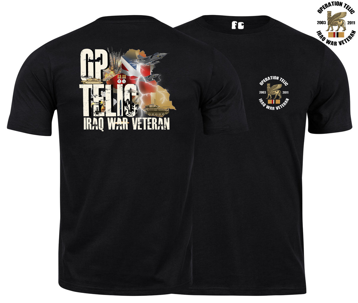 OP Telic Iraq War Zone Veteran Double Side Printed T-Shirt