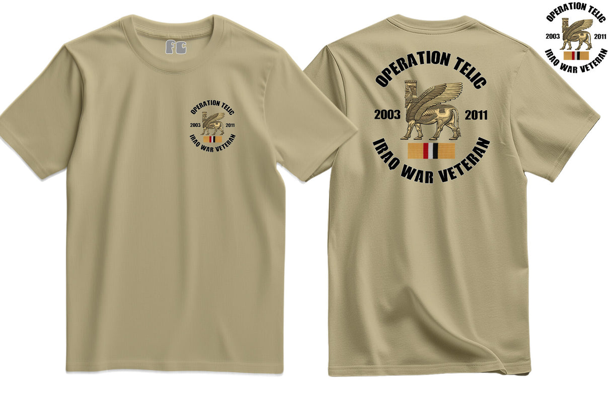 OP Telic Iraq War Veteran Double Side Printed T-Shirt