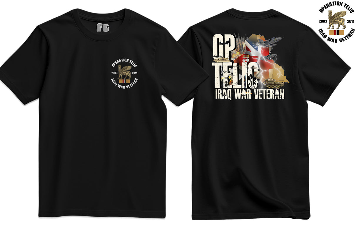 OP Telic Iraq War Zone Veteran Double Side Printed T-Shirt