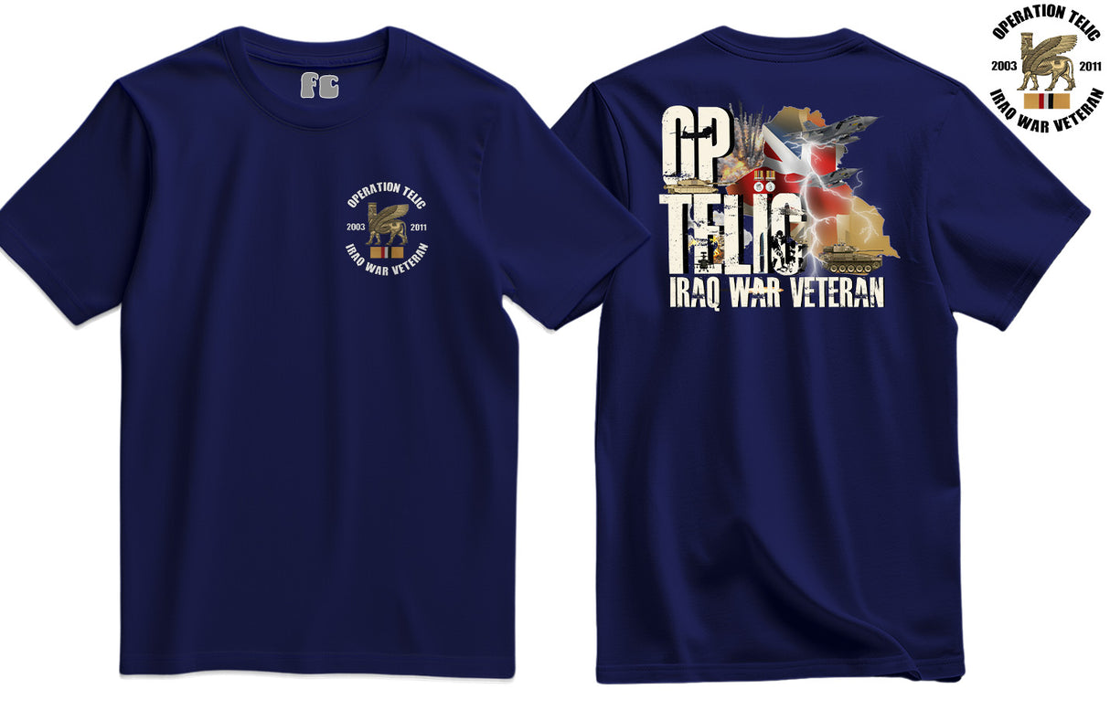 OP Telic Iraq War Zone Veteran Double Side Printed T-Shirt