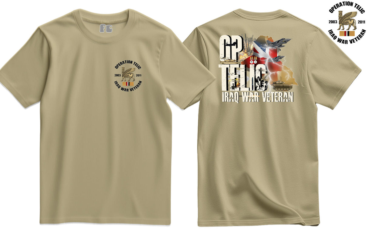 OP Telic Iraq War Zone Veteran Double Side Printed T-Shirt