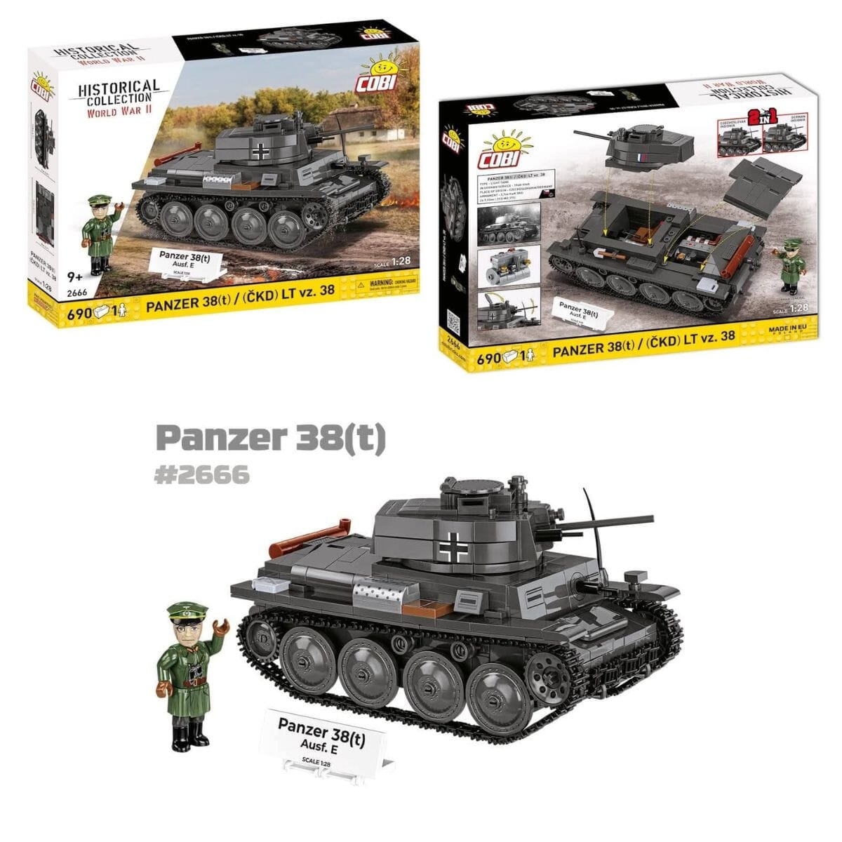 Panzer 38(t) Ausf. E brick model - COBI 2666 - 705 bricks