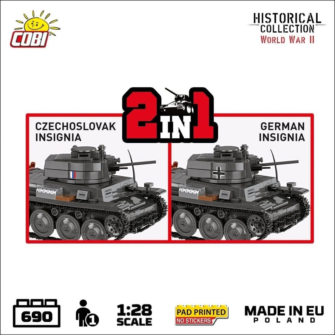 Panzer 38(t) Ausf. E brick model - COBI 2666 - 705 bricks
