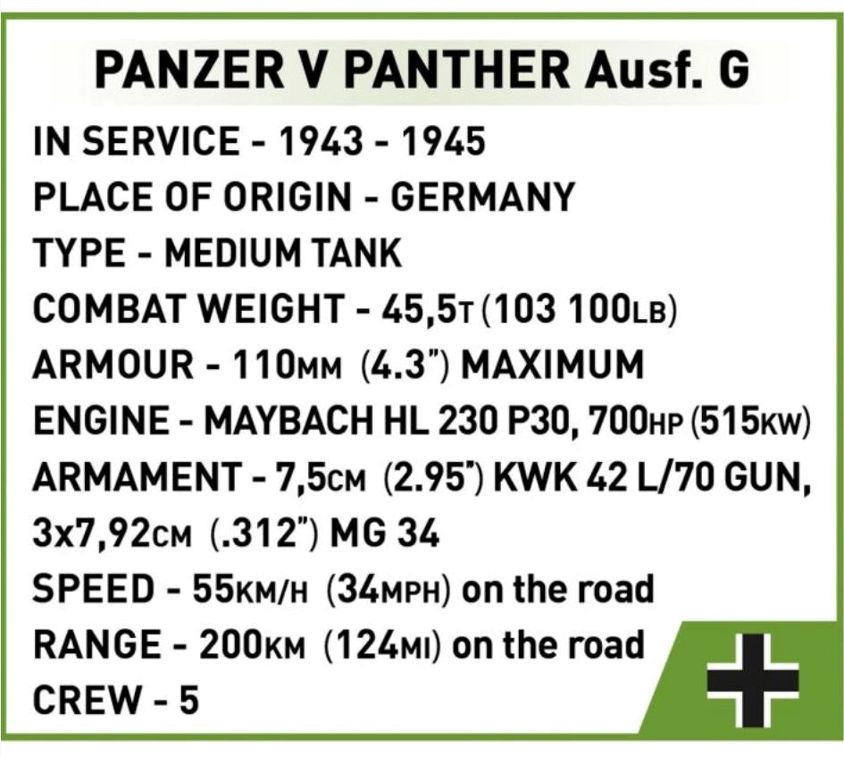 Panzer V Panther AUSF.G 'Pudel' brick model tank