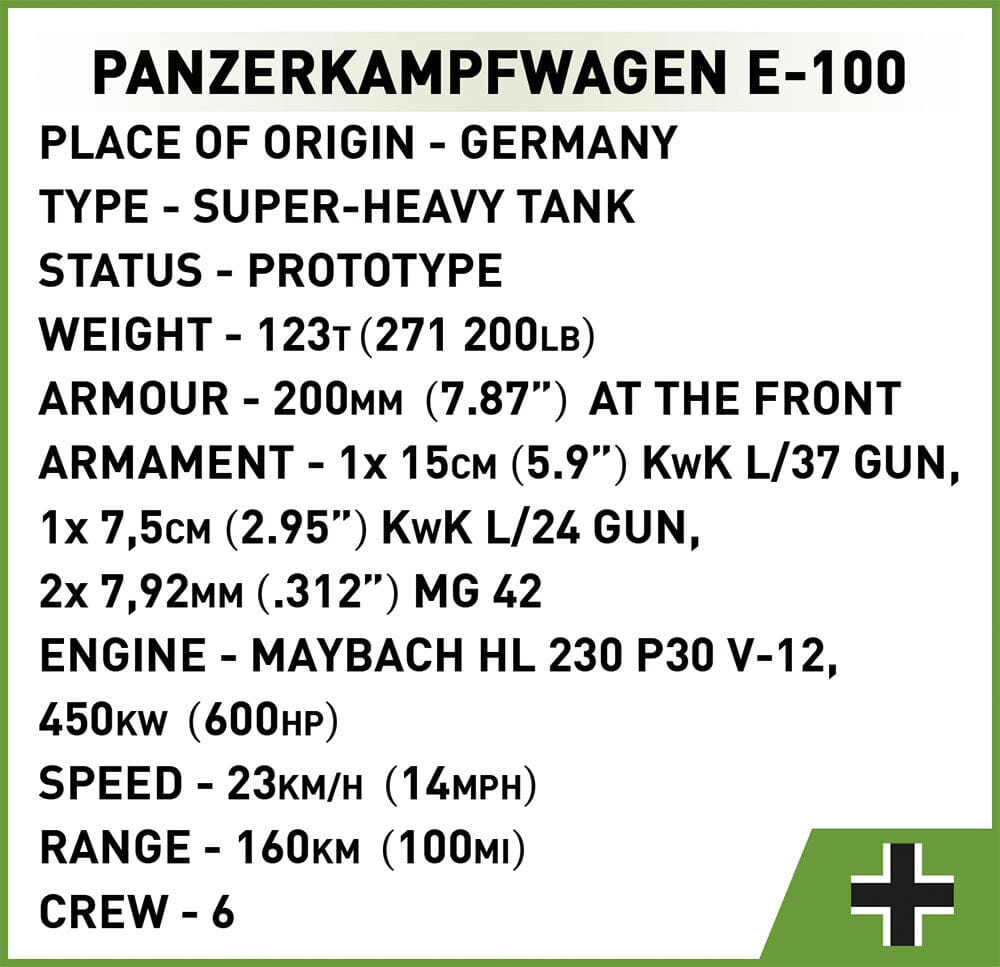 Panzerkampfwagen E-100 brick tank model