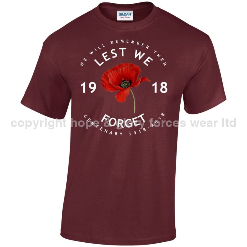 Poppy Lest We Forget Centenary Printed T-Shirt