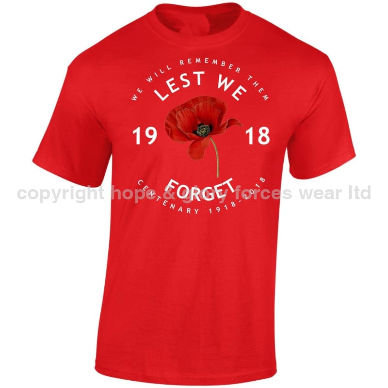 Poppy Lest We Forget Centenary Printed T-Shirt