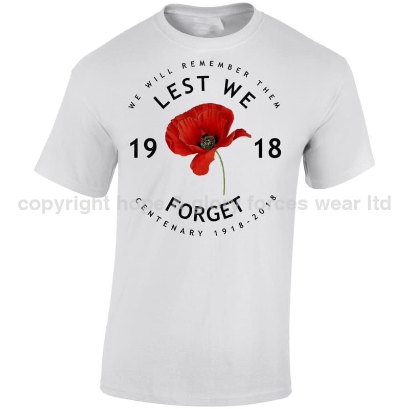 Poppy Lest We Forget Centenary Printed T-Shirt