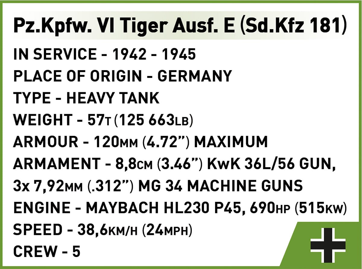 Panzer Tiger VI Ausf. E brick tank model - COBI 3124 - 862 bricks