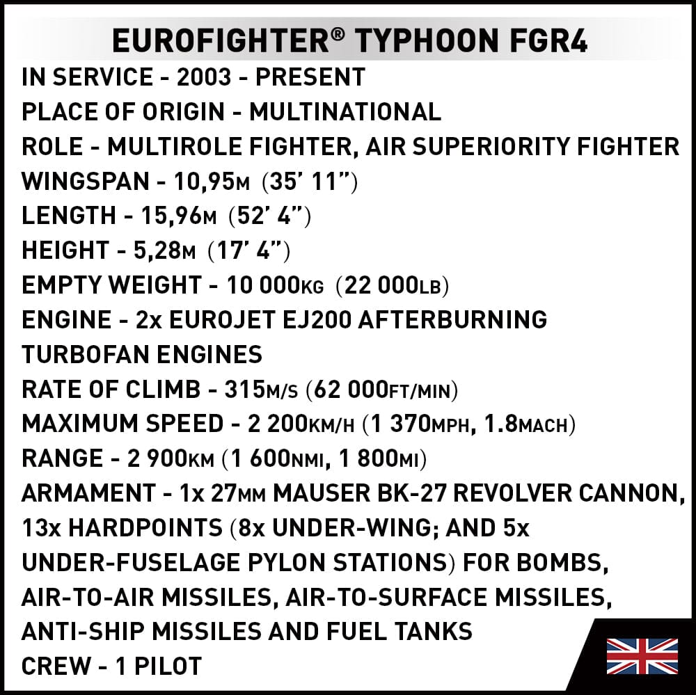 RAF Typhoon FGR4 "Gina" brick plane model - COBI 5843 - 577 bricks