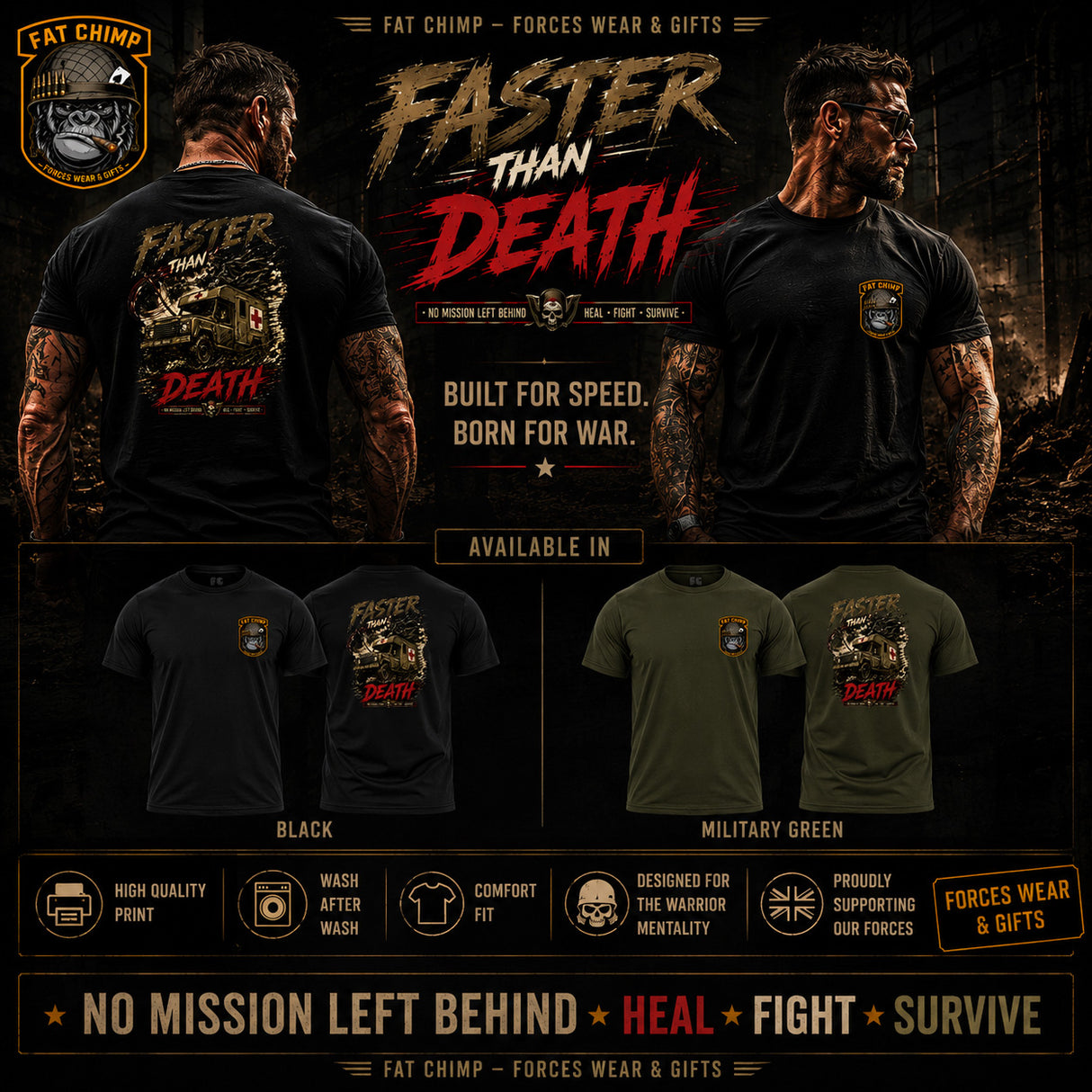 RAMC Faster than Death Armoured Ambulance T-shirt