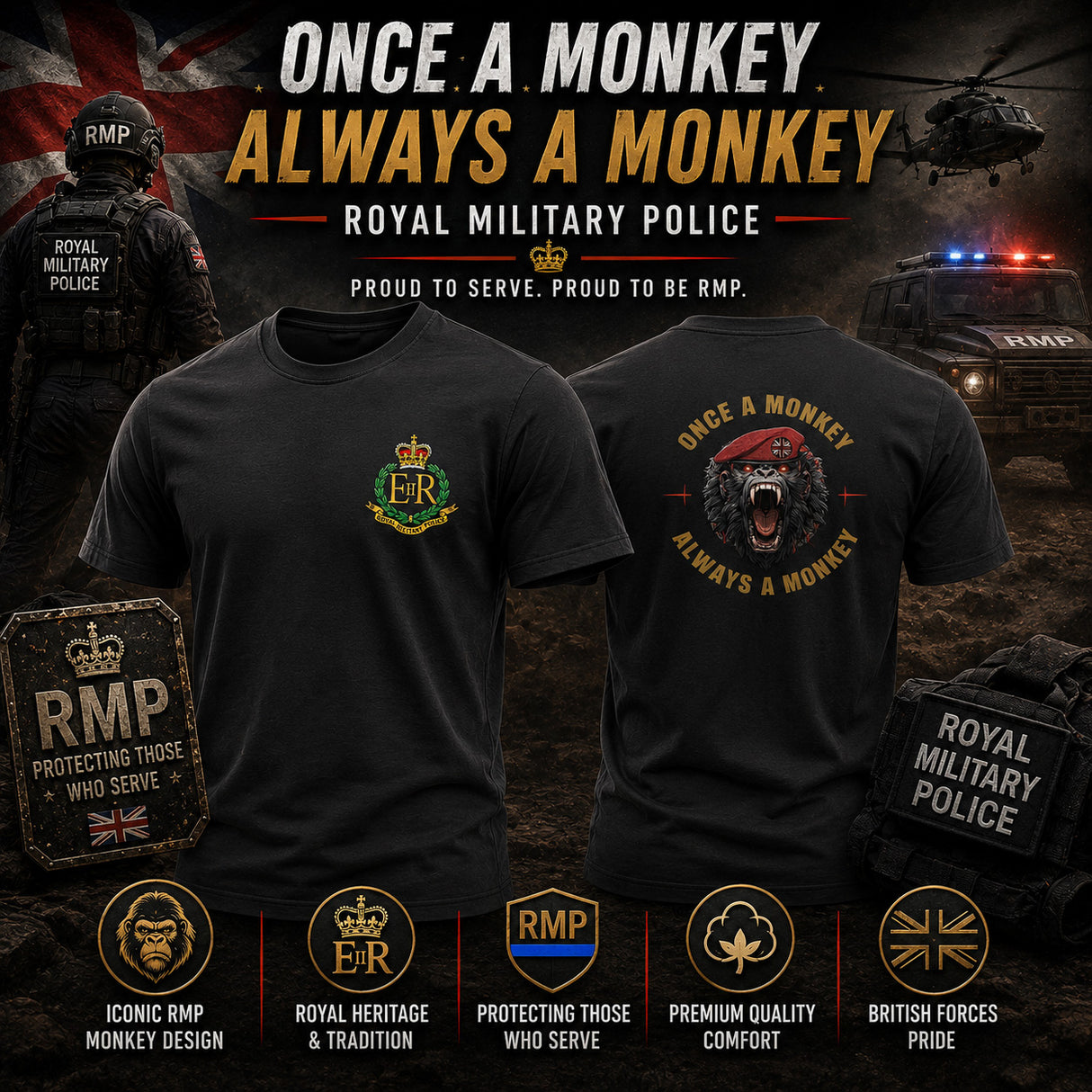 RMP Once a Monkey Double Print T-Shirt