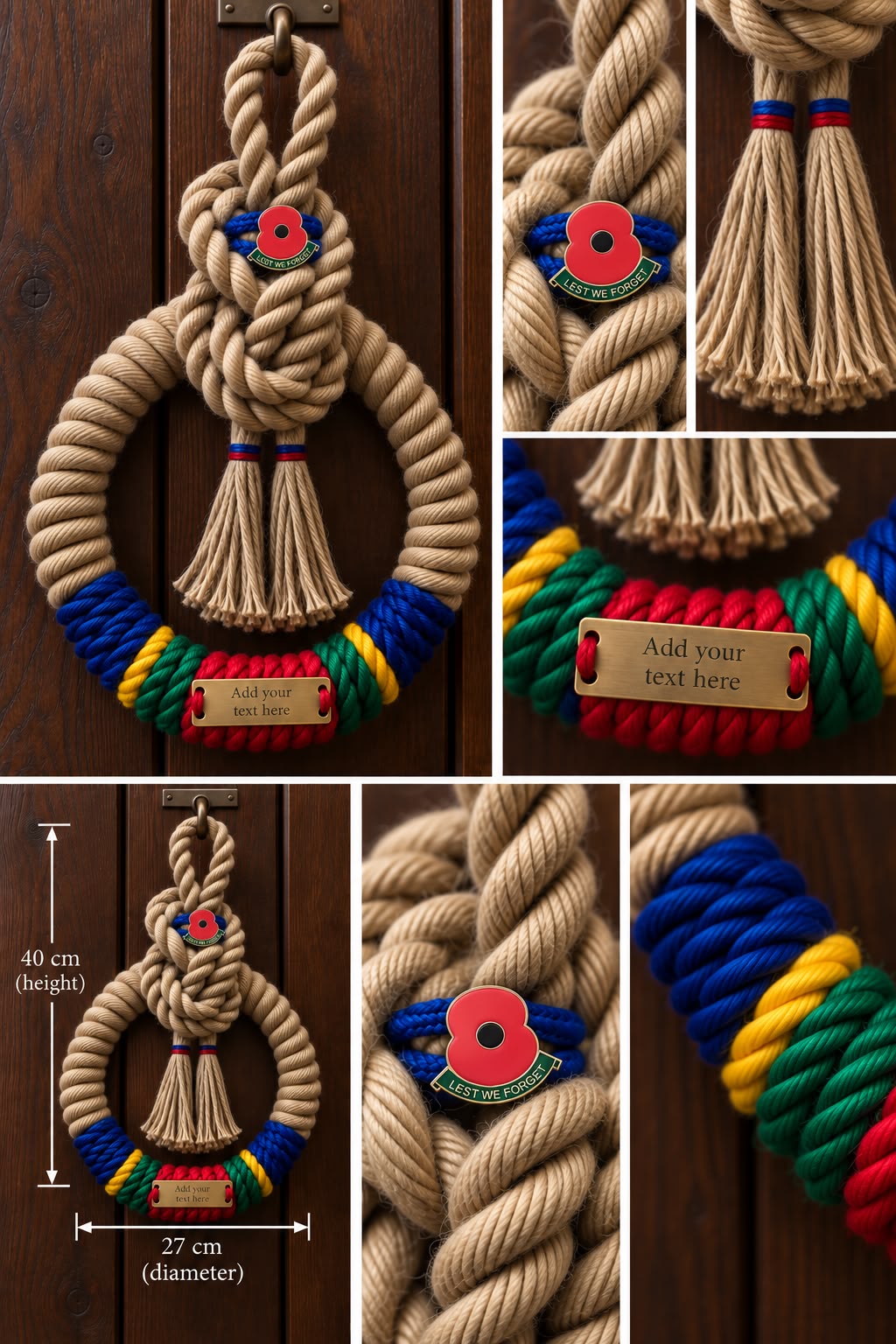 Royal Marines Handcrafted Commemorative Rope Wreath - Made in Dorset