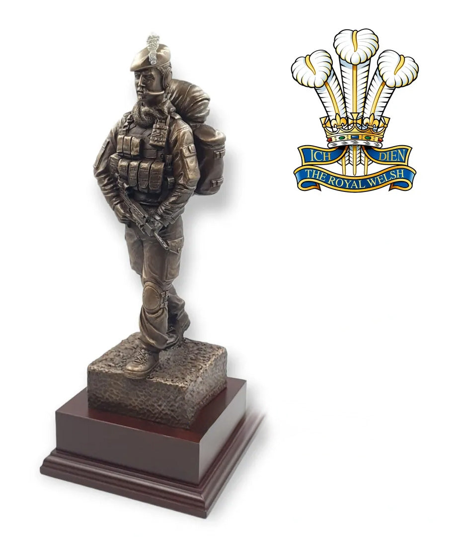 Patrolling Royal Welsh Soldier With SA80 Cold Cast Bronze Figurine
