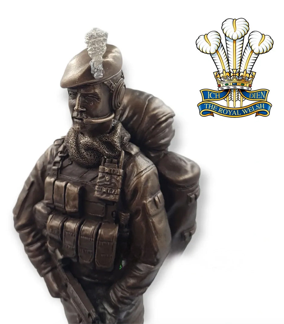 Patrolling Royal Welsh Soldier With SA80 Cold Cast Bronze Figurine