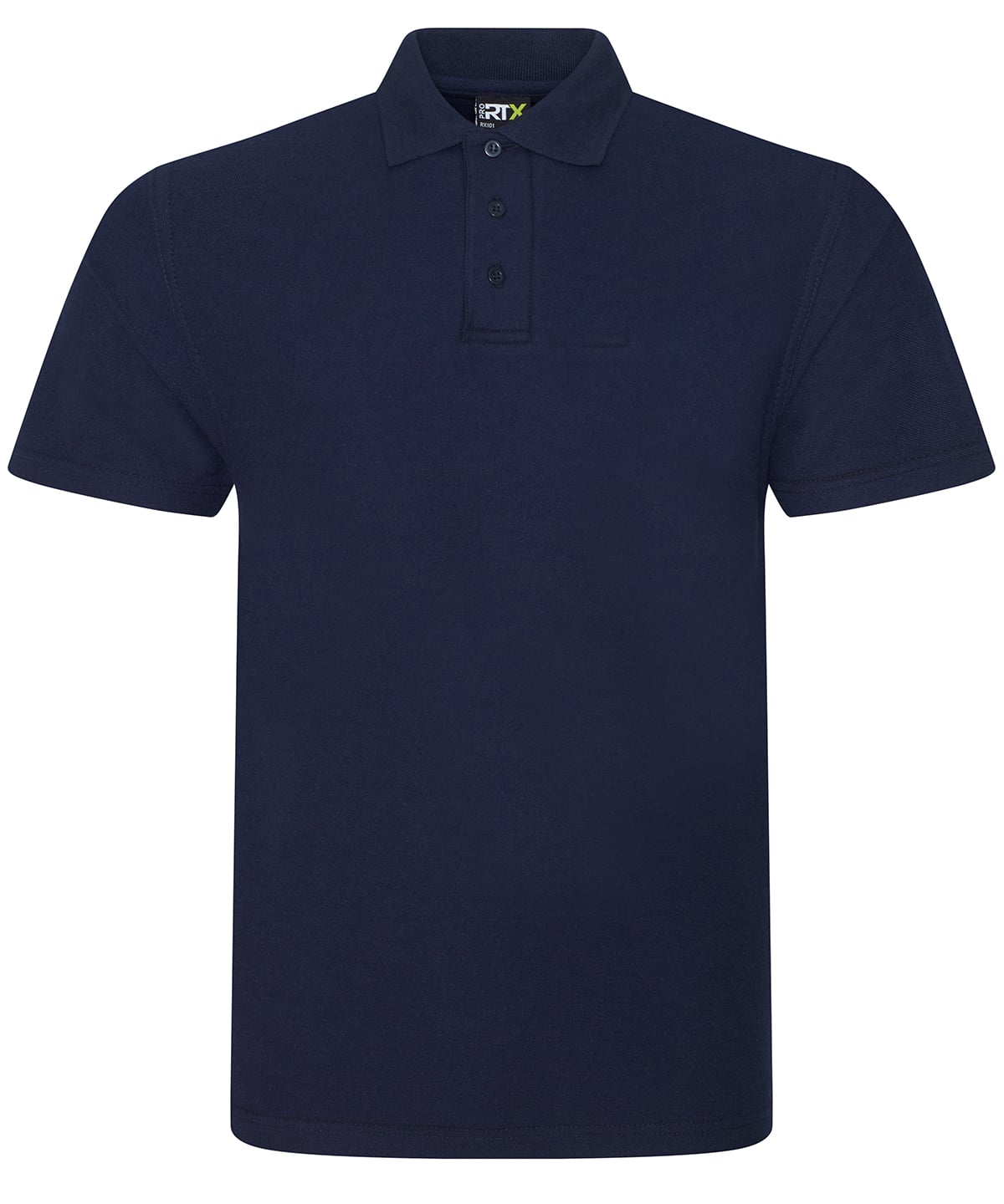 Navy blue polo shirt with a brand logo on a white background
