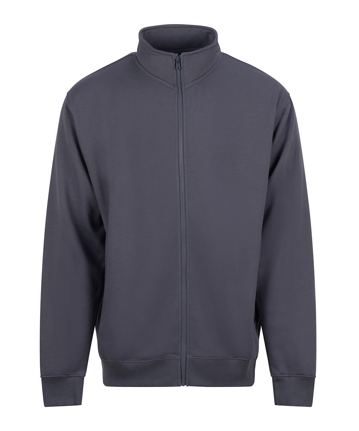 Dark gray zip-up sweatshirt on a white background