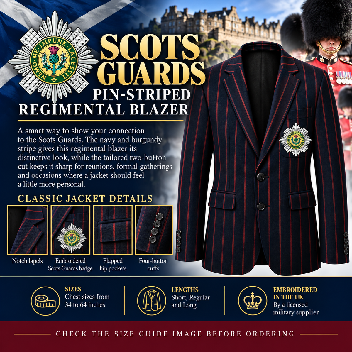 Scots Guards Pin Stripped Regimental Blazer