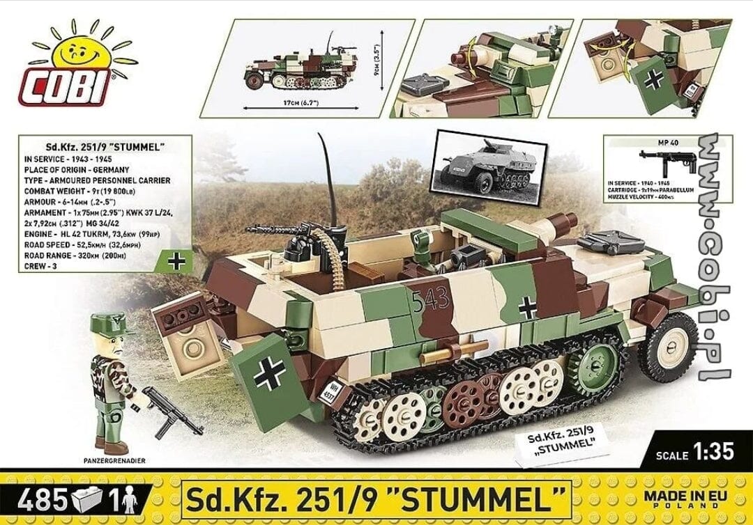 SD.KFZ.251/9 Stummel Half Track brick model