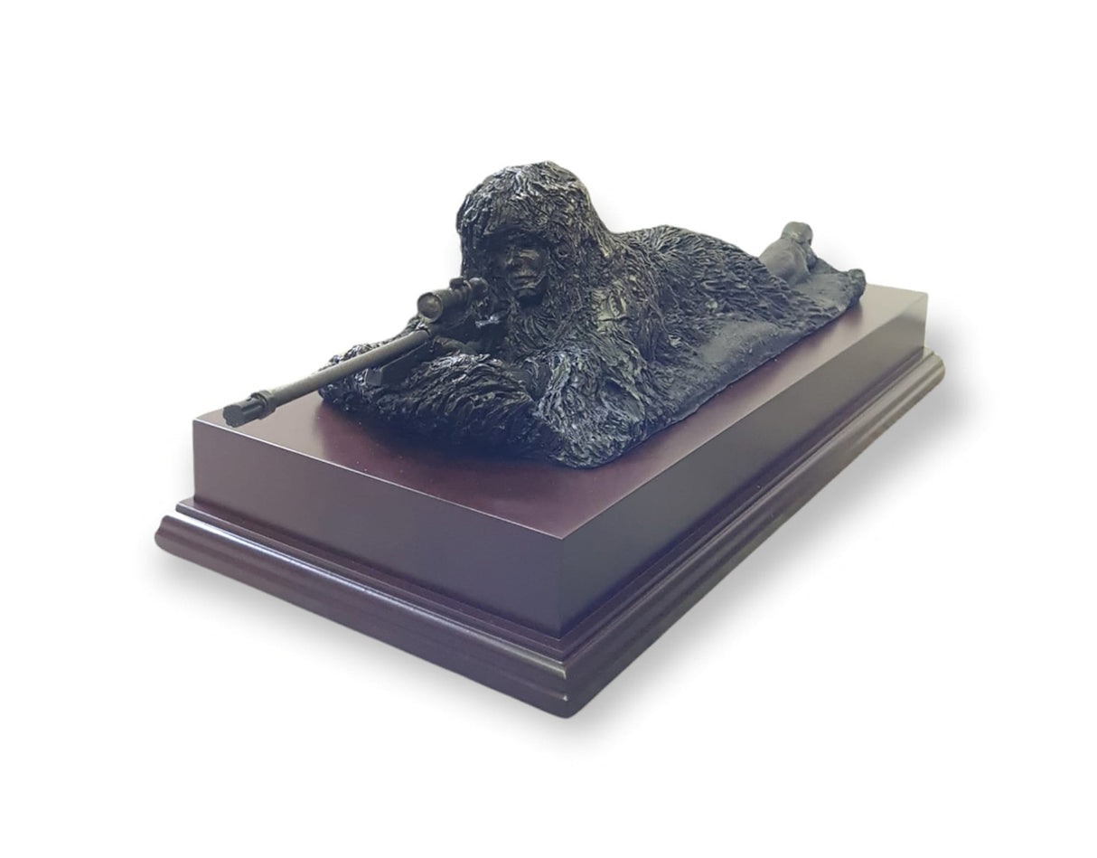 Sniper Prone In Ghillie Cold Cast Bronze Figurine