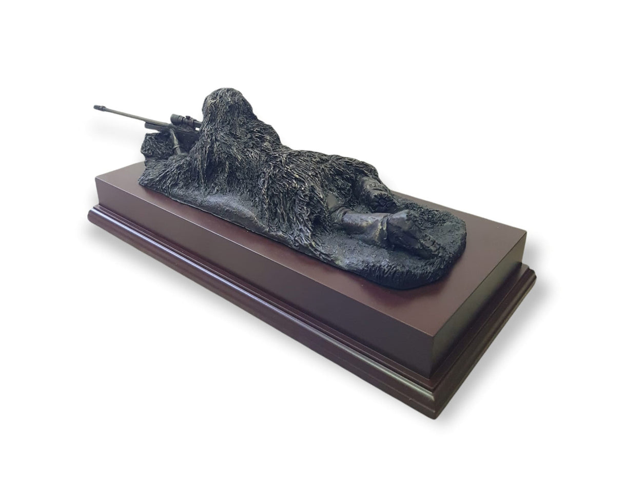 Sniper Prone In Ghillie Cold Cast Bronze Figurine