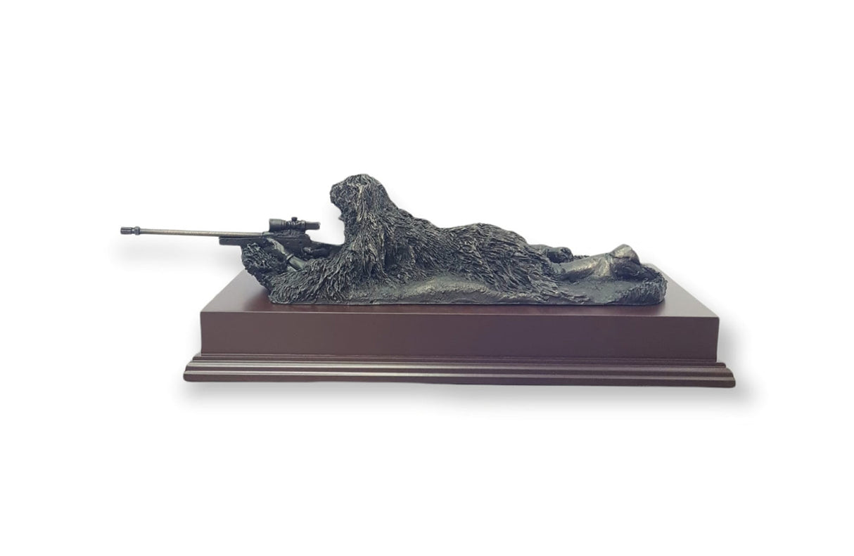 Sniper Prone In Ghillie Cold Cast Bronze Figurine