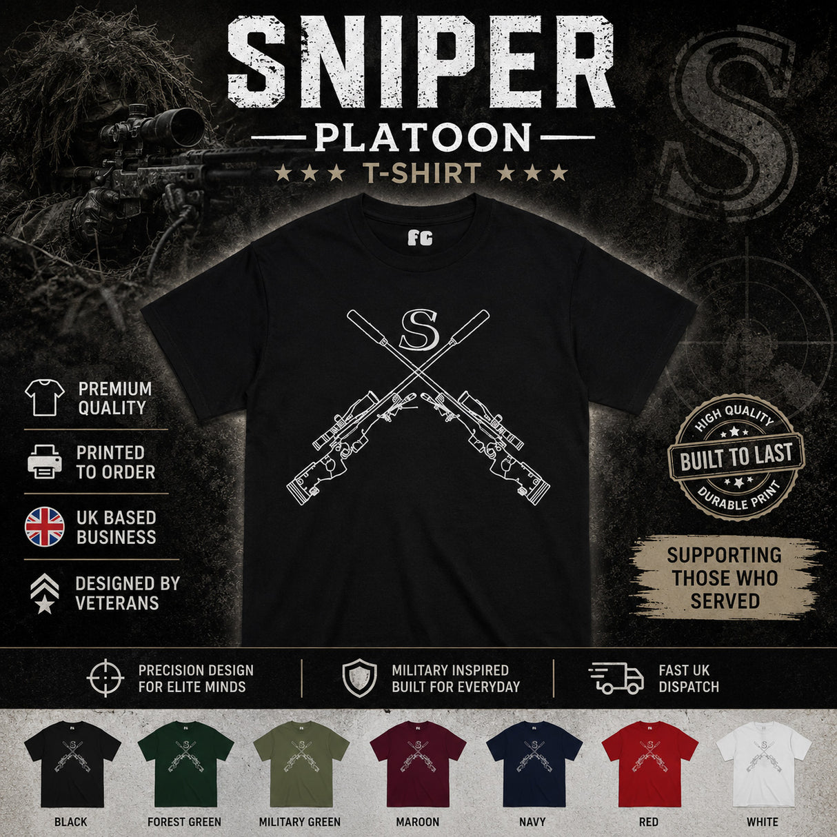 Sniper Platoon UK Printed T-Shirt