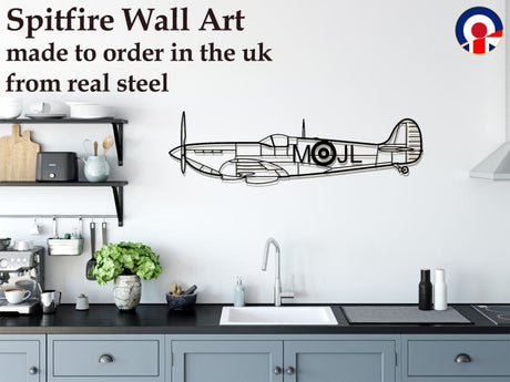 Spitfire Fighter Plane Metal Wall Art Military