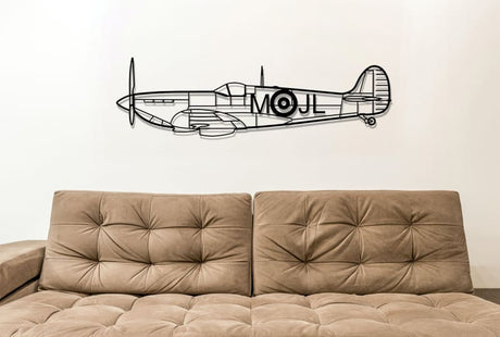 Spitfire Fighter Plane Metal Wall Art Personalised Initials (Tell Us In Notes - Max 3 Letters)