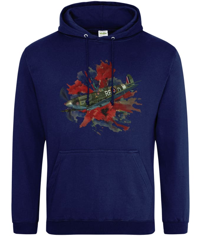 Spitfire On Poppy Union Flag Printed Unisex Hoodie