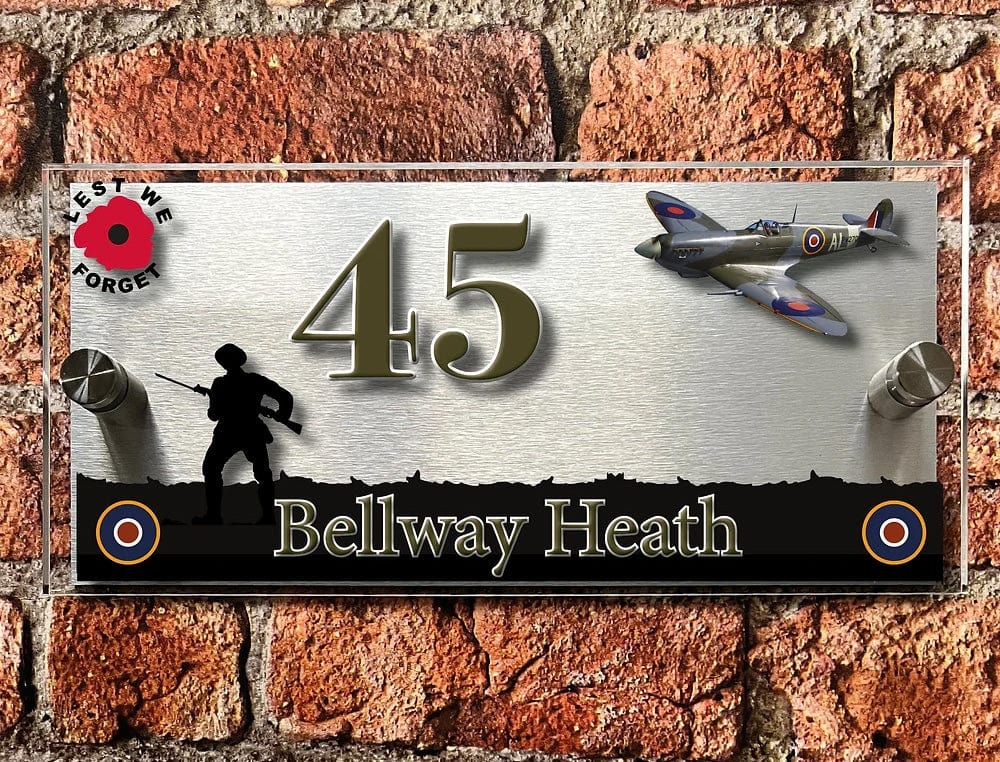 Tommy and Spitfire Fighter Plane Scene House Sign