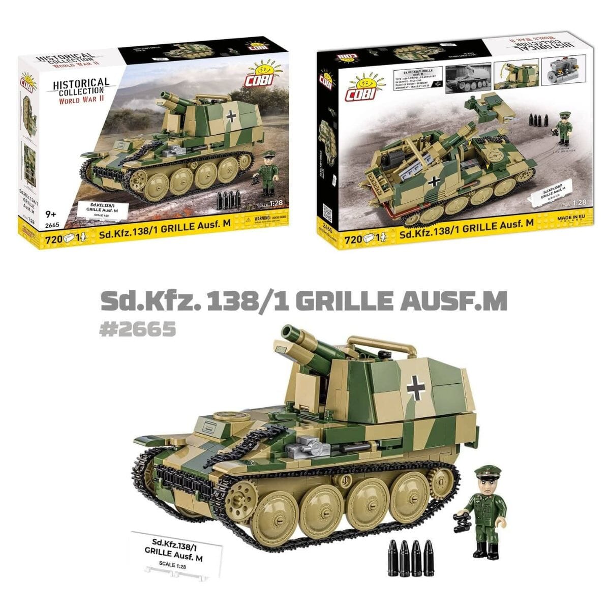 Sturmpanzer 38(t) Grille Ausf. M brick model - COBI 2665 - 720 bricks