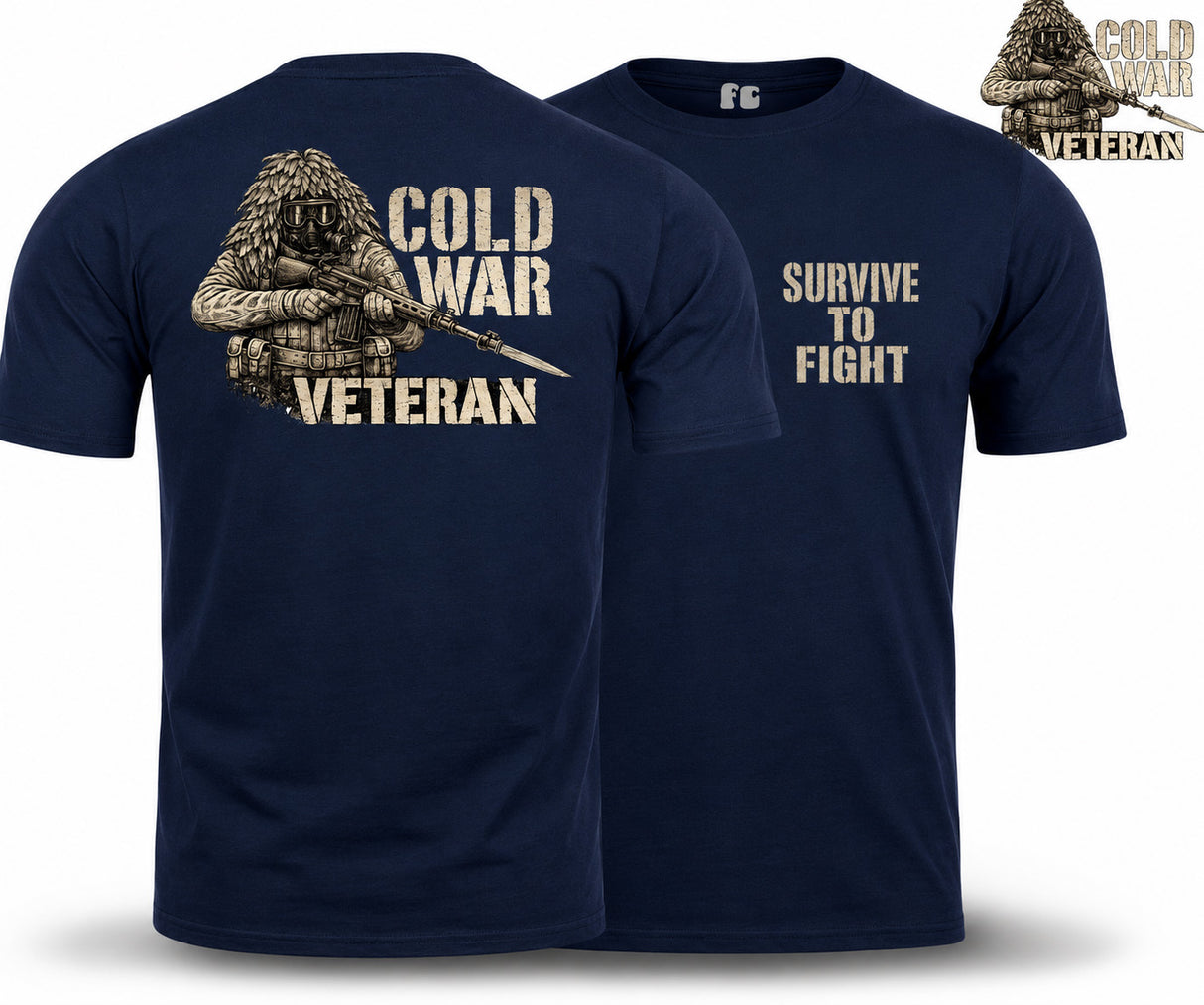 Cold War Veteran - Survive to Fight Double Print T-Shirt
