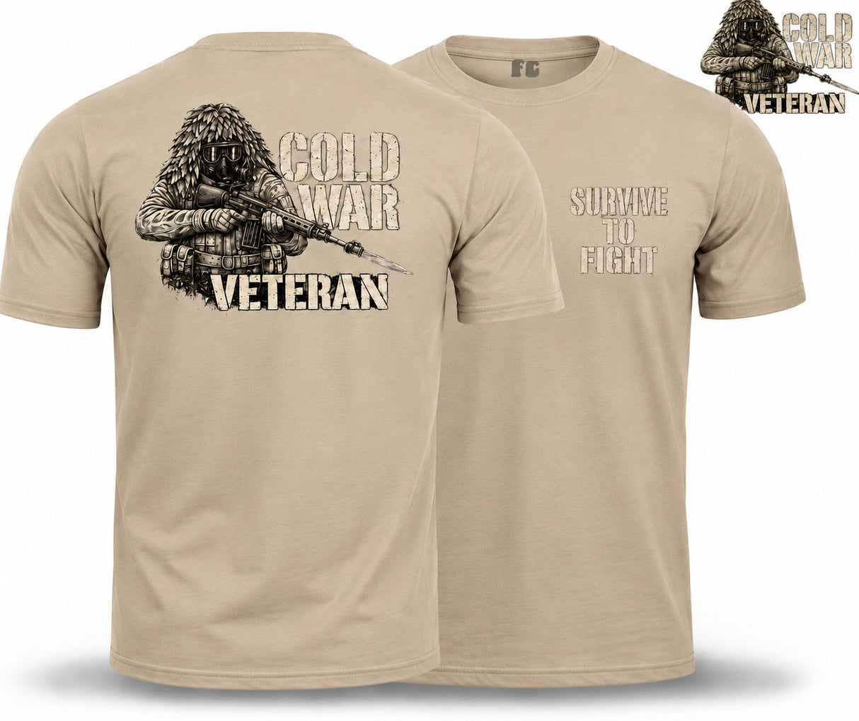 Cold War Veteran - Survive to Fight Double Print T-Shirt