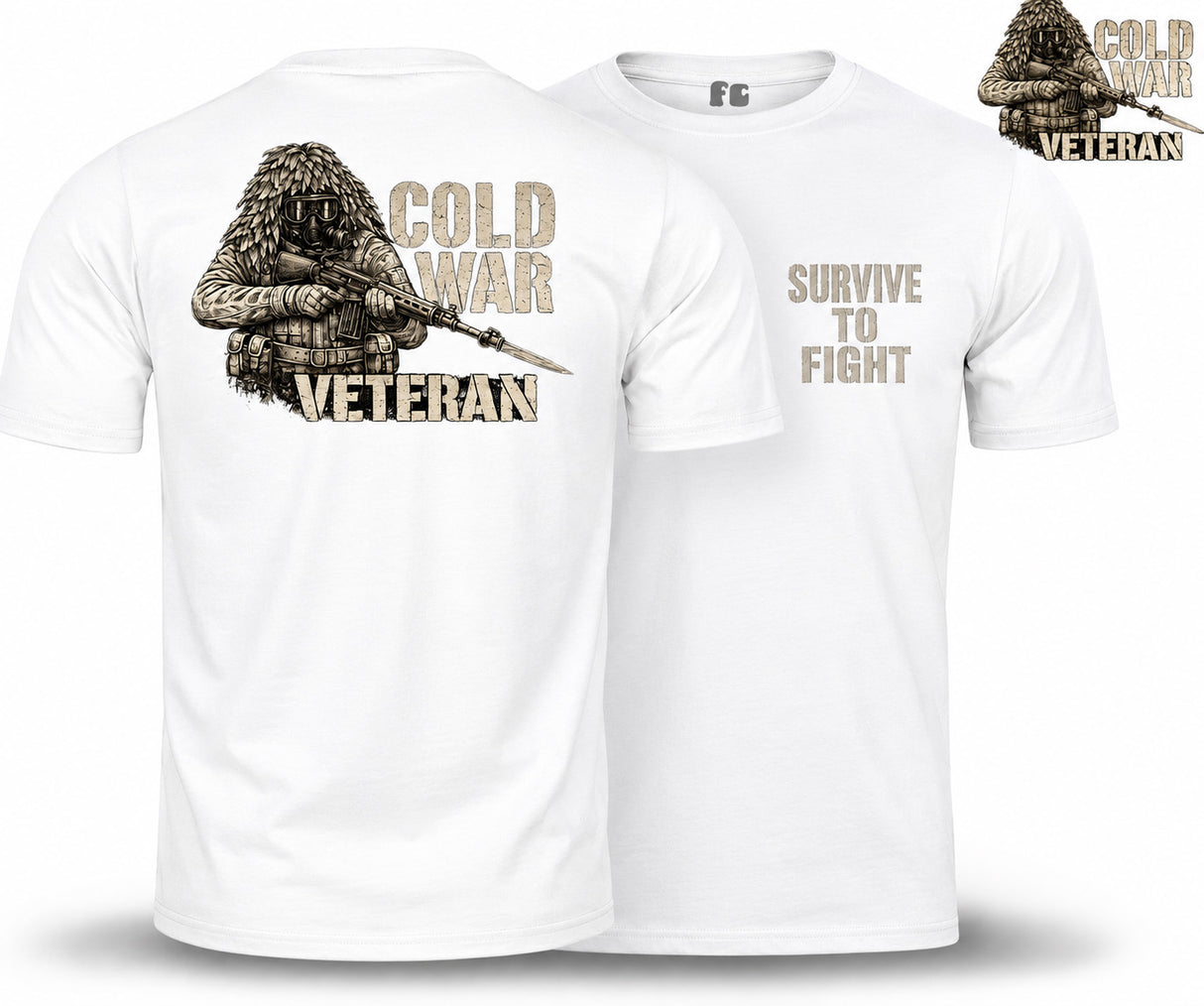 Cold War Veteran - Survive to Fight Double Print T-Shirt