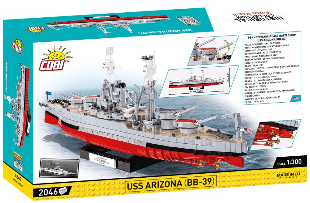 USS Arizona (BB-39) brick model battleship - COBI 4843 - 2046 bricks