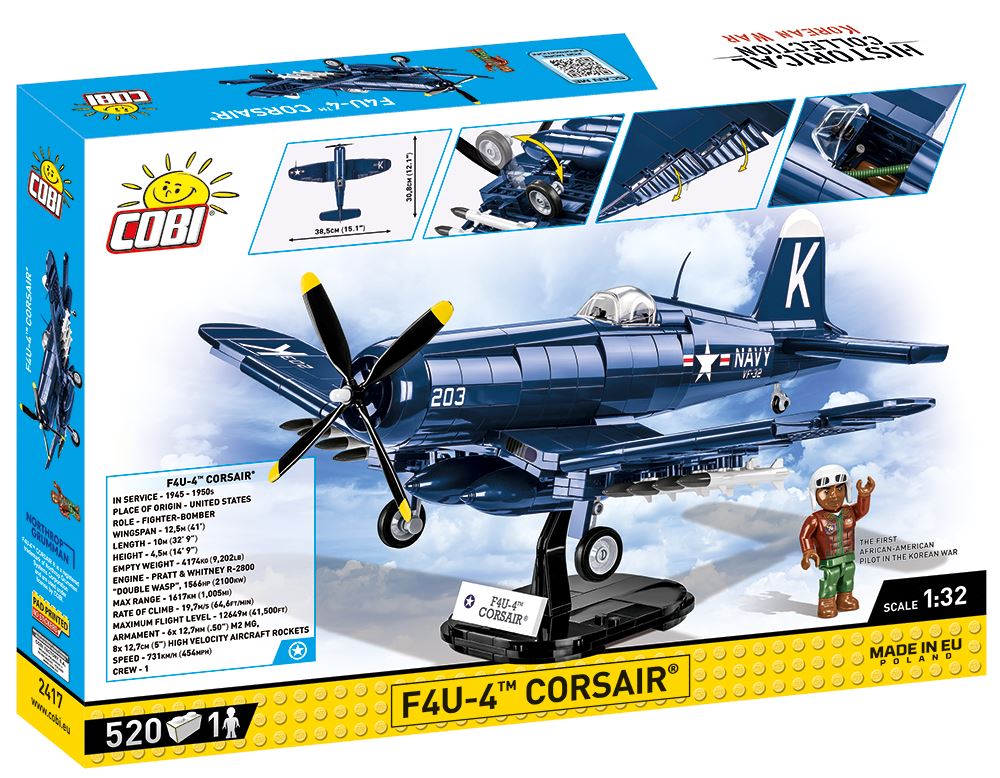 Vought F4U-4 Corsair brick plane model - COBI 2417 - 520 bricks