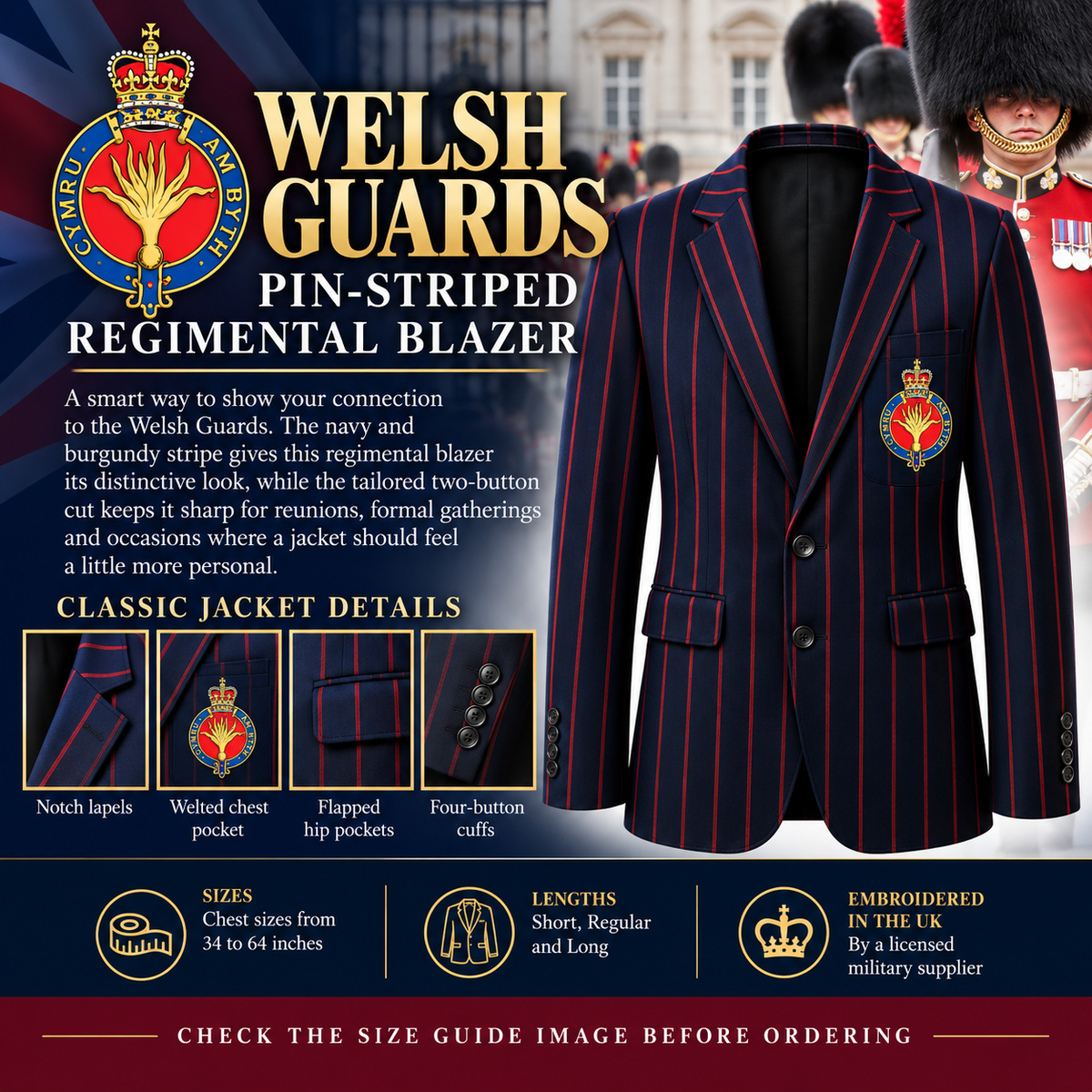 Welsh Guards Pin Stripped Regimental Blazer