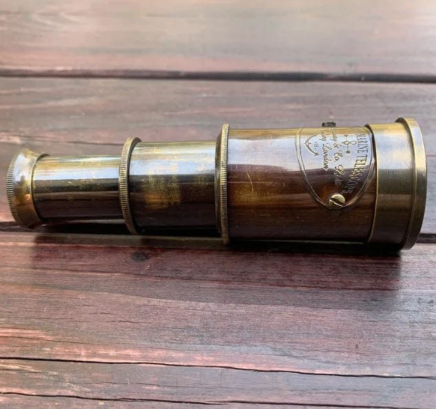 ANTIQUE MODEL VICTORIAN MARINE TELESCOPE WITH WOODEN BOX