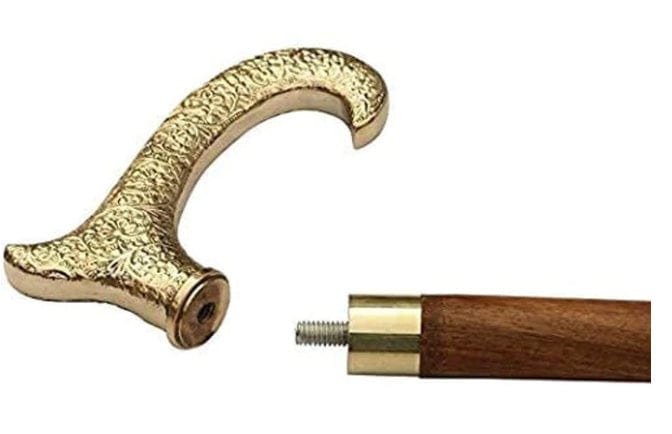 BRASS AND ROSEWOOD WALKING STICK